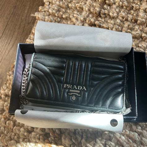 prada diagramme impunture leather chain wallet|Prada Impunture Diagramme Wallet on Chain .